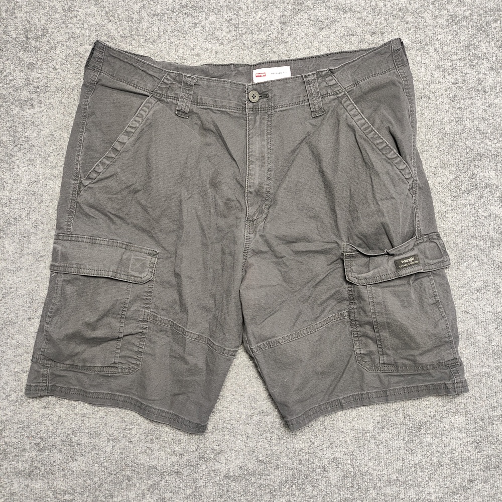 Wrangler Shorts Mens 36 Gray Cargo Canvas Relaxed Fit Stretch Pockets Casual